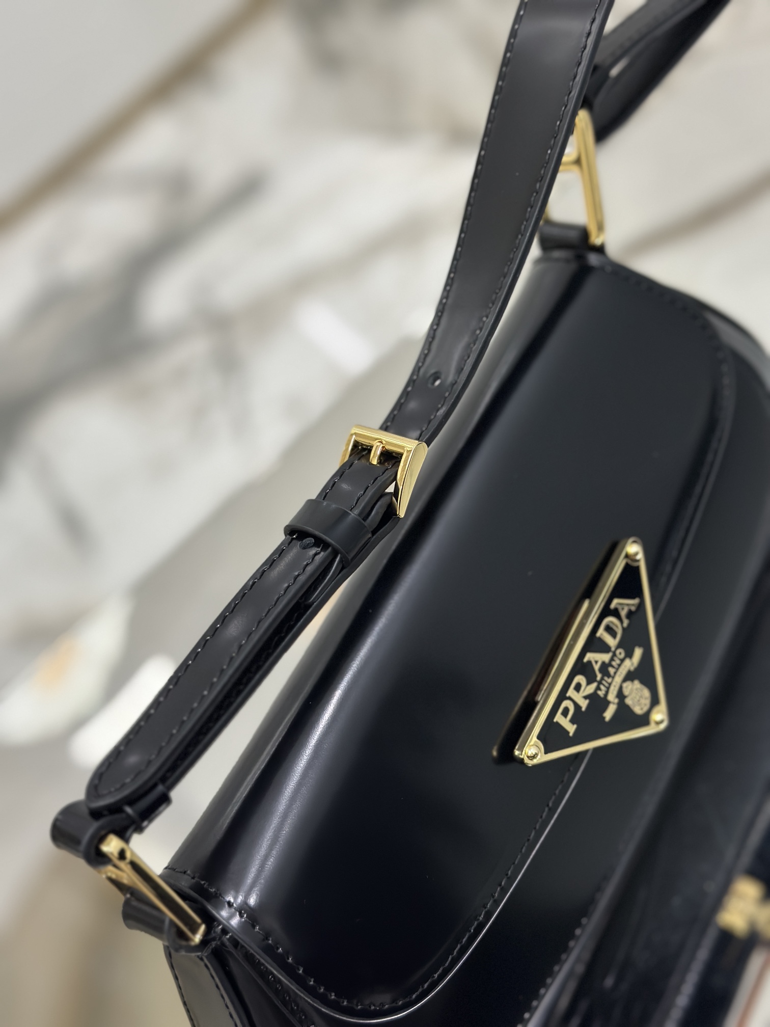 Glossy Flap Shoulder Bag Glossy Calfskin, Style Number: 1BD345