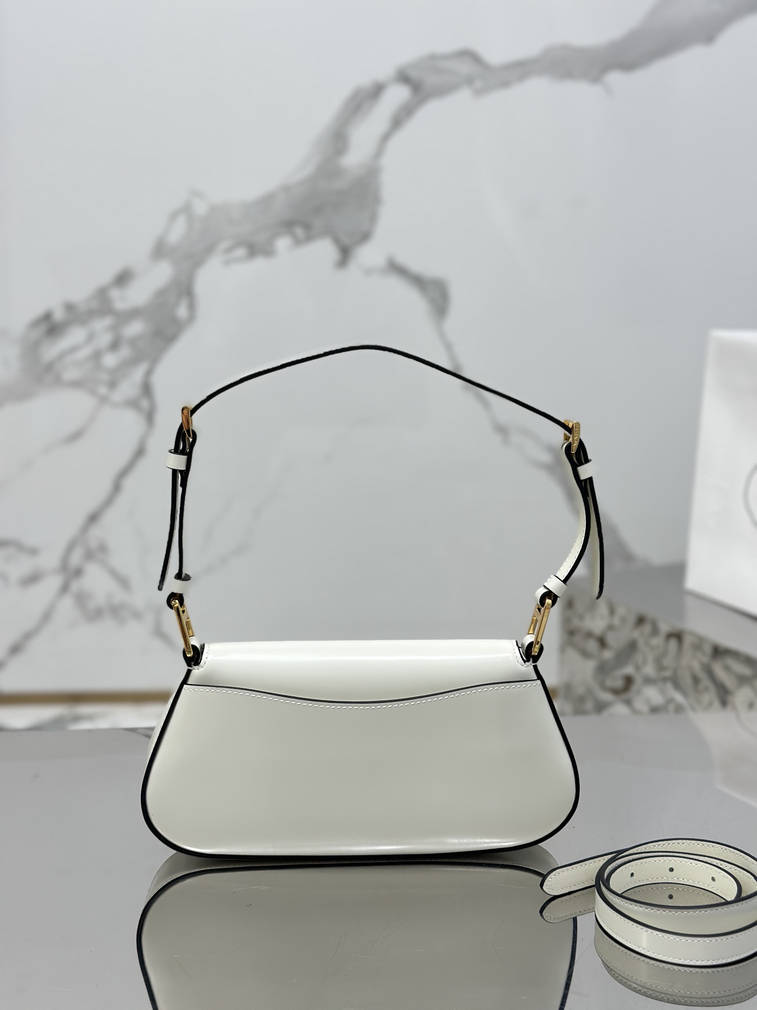 Glossy Flap Shoulder Bag Glossy Calfskin, Style Number: 1BD345