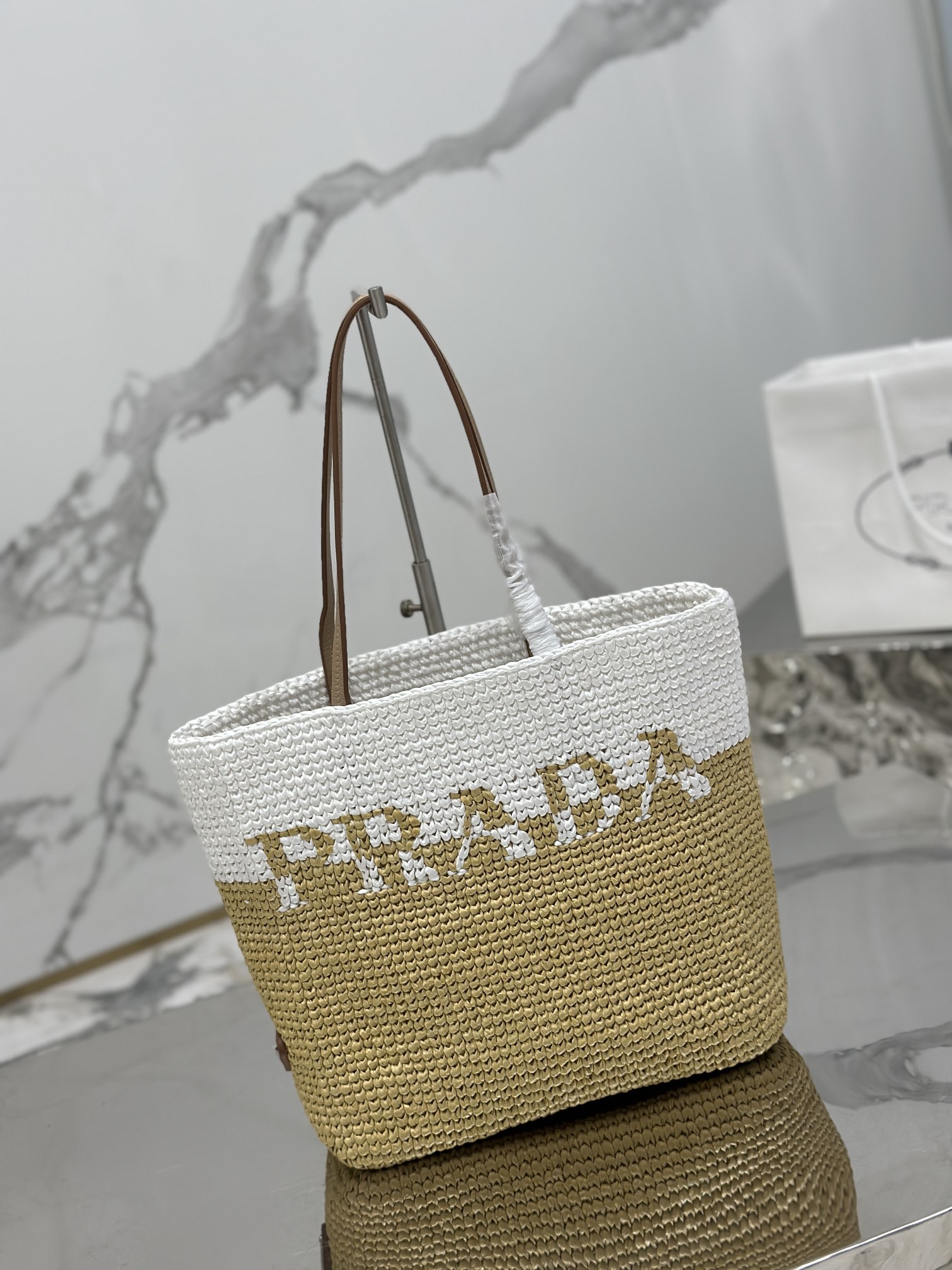 Fiber Tote Bag (Small) Imported Raffia Design, Handcrafted, Style Number: 1BG454