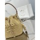 Woven Drawstring Bucket Bag Raffia Weave, Style Number: 1BE068