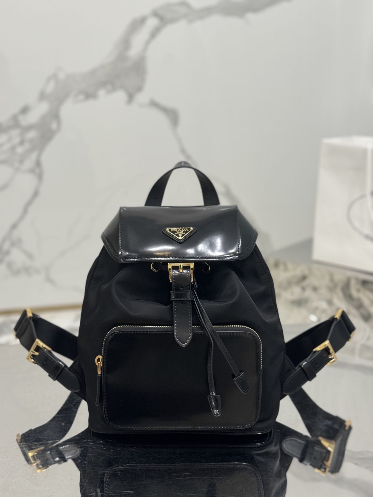 Backpack Imported Dragon Fabric and Glossy Cowhide, Style Number: 1BZ074