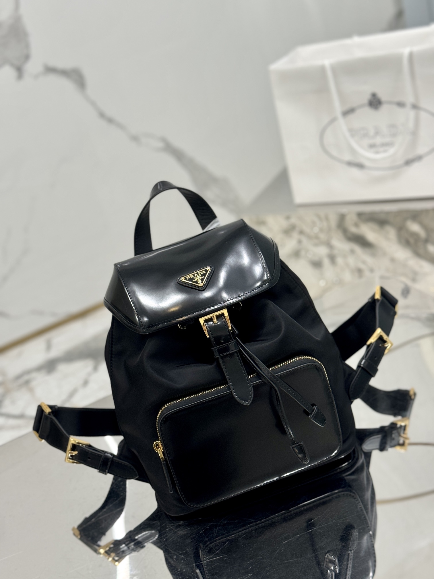 Backpack Imported Dragon Fabric and Glossy Cowhide, Style Number: 1BZ074