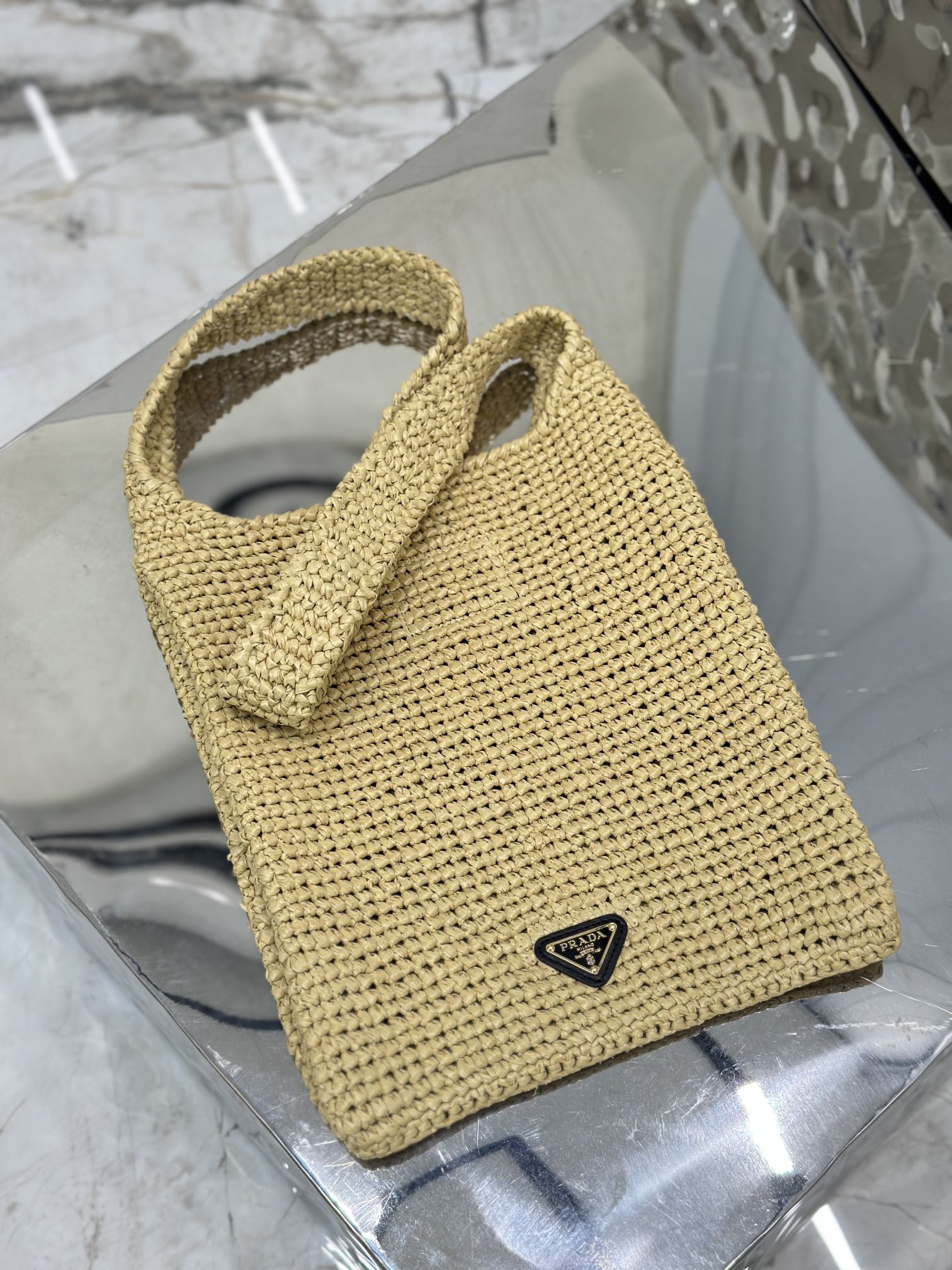 Woven tote crossbody bag (small), handmade with raffia weaving, model number: 1BC184  