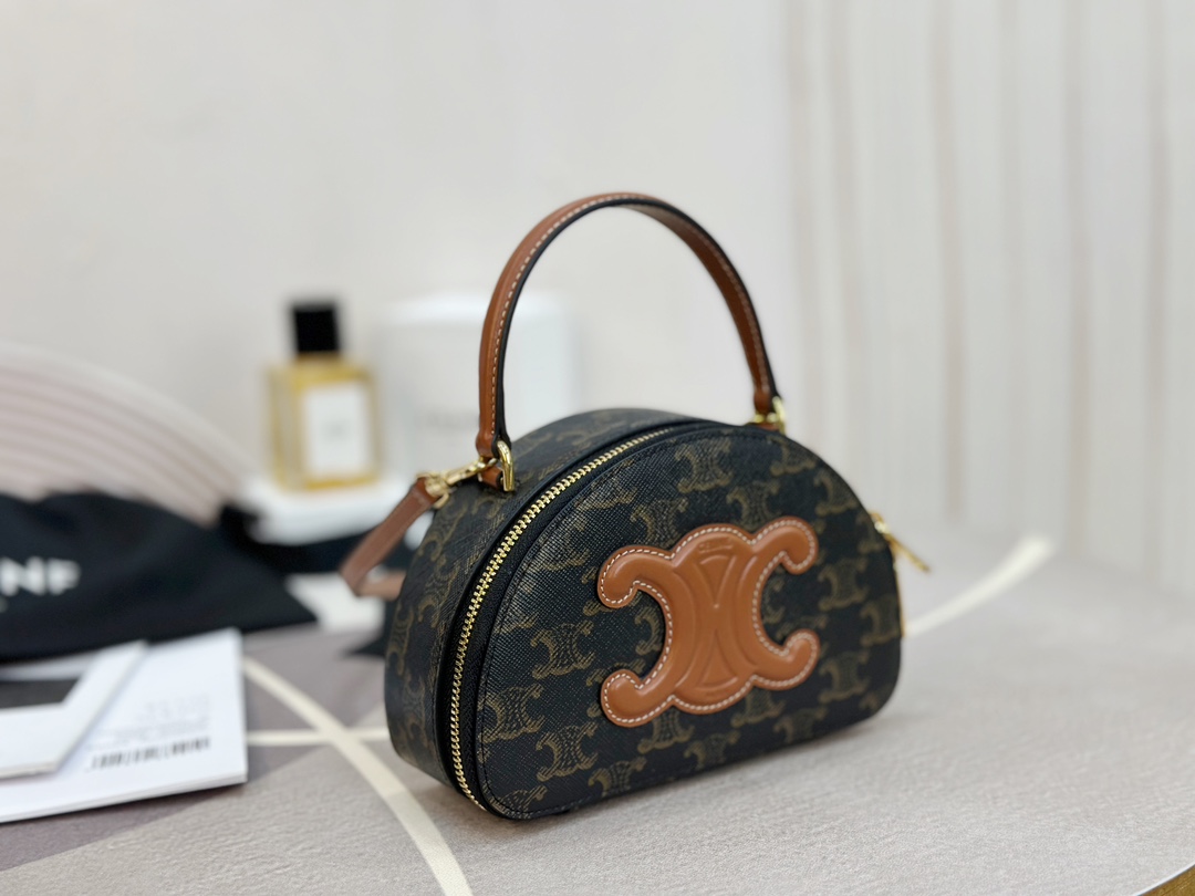 CELINE | Half Moon Bag, Vintage Pattern Fabric with Genuine Leather