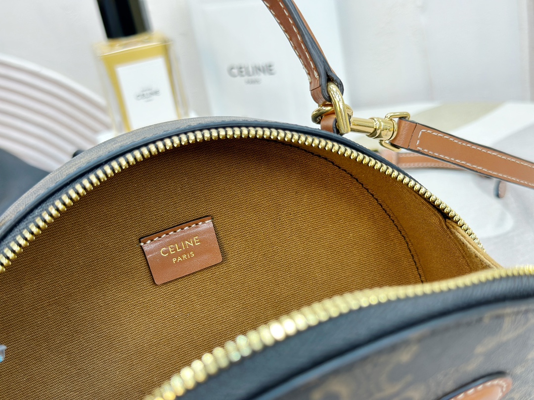 CELINE | Half Moon Bag, Vintage Pattern Fabric with Genuine Leather