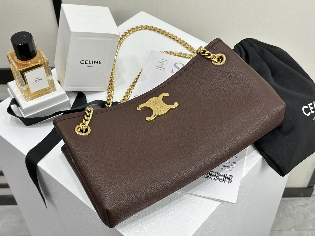 CELINE Newpaper Medium Soft Cowhide Leather Handbag Cowhide Leather Sheepskin Lining