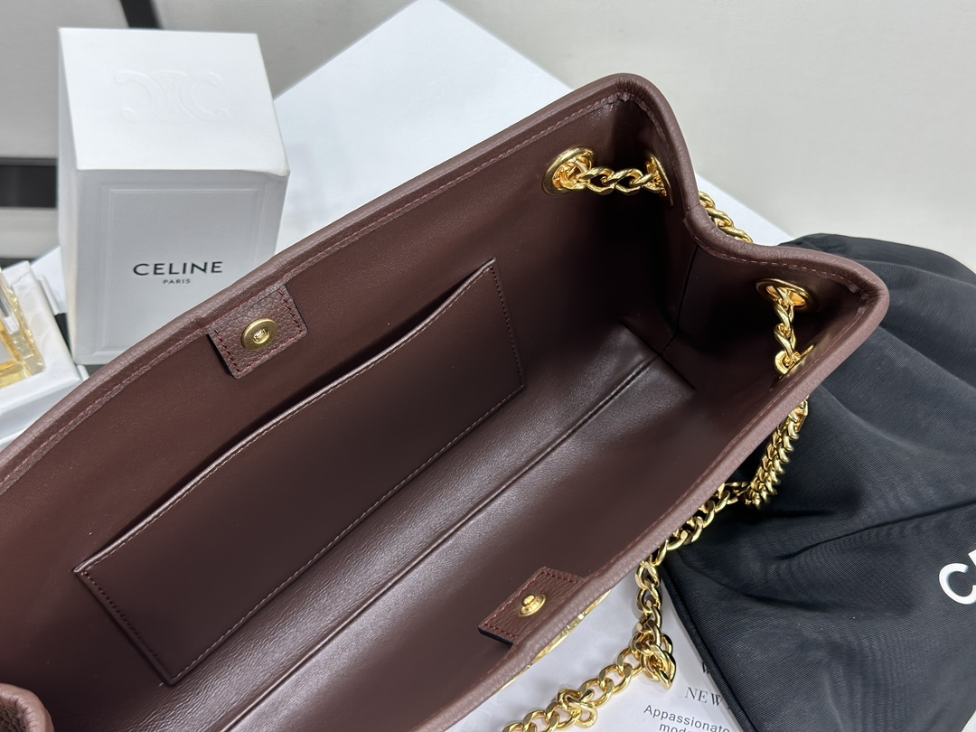 CELINE Newpaper Medium Soft Cowhide Leather Handbag Cowhide Leather Sheepskin Lining