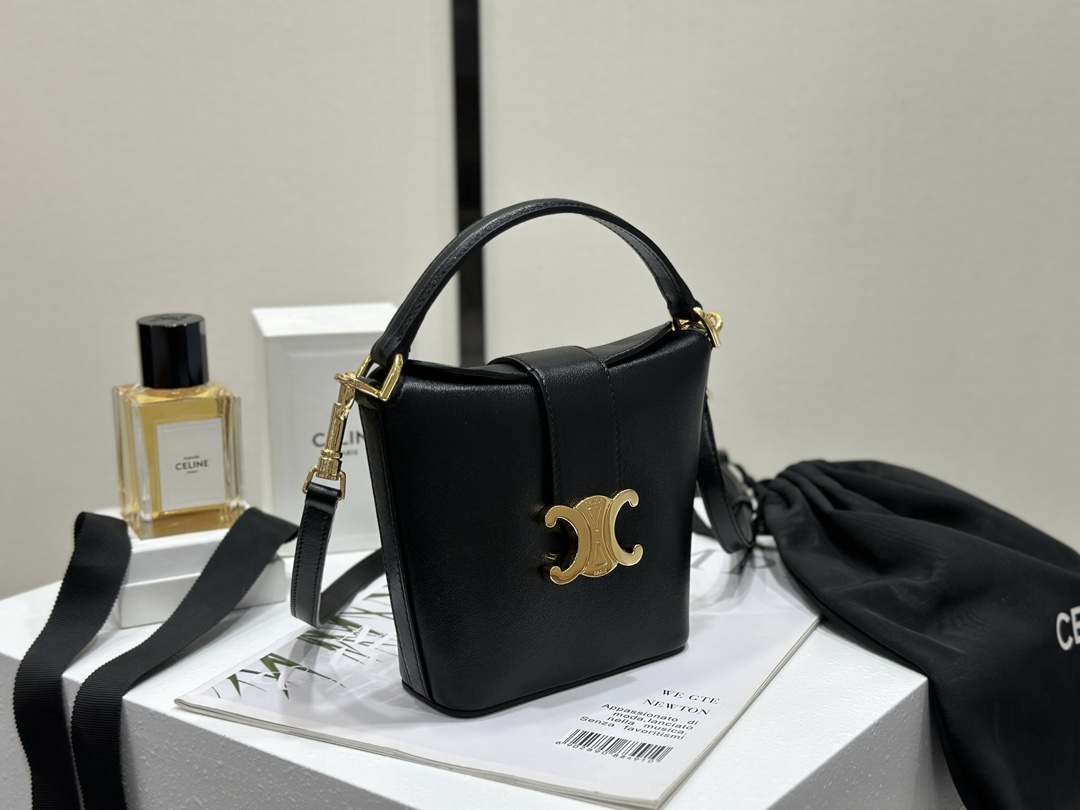 CELINE mini bucket French fries bag, imported original cowhide material