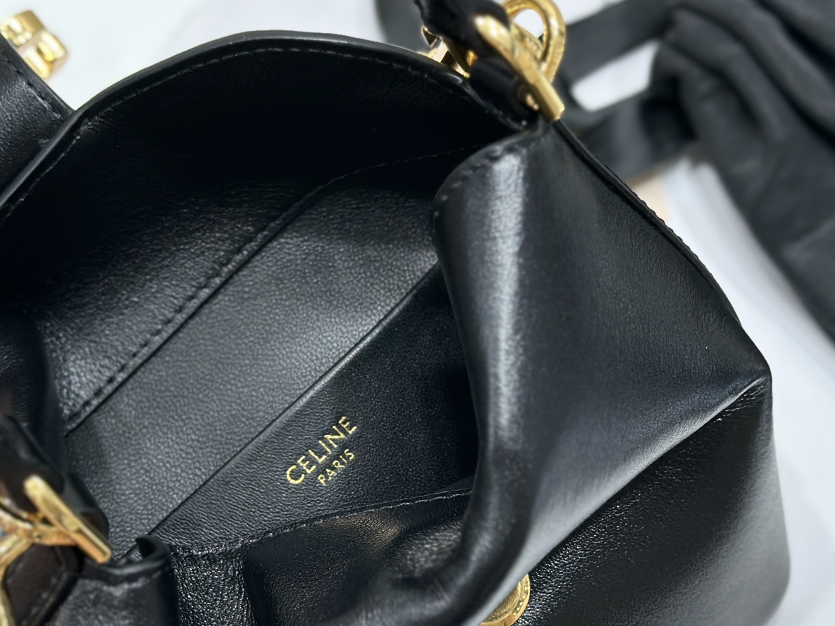 CELINE mini bucket French fries bag, imported original cowhide material