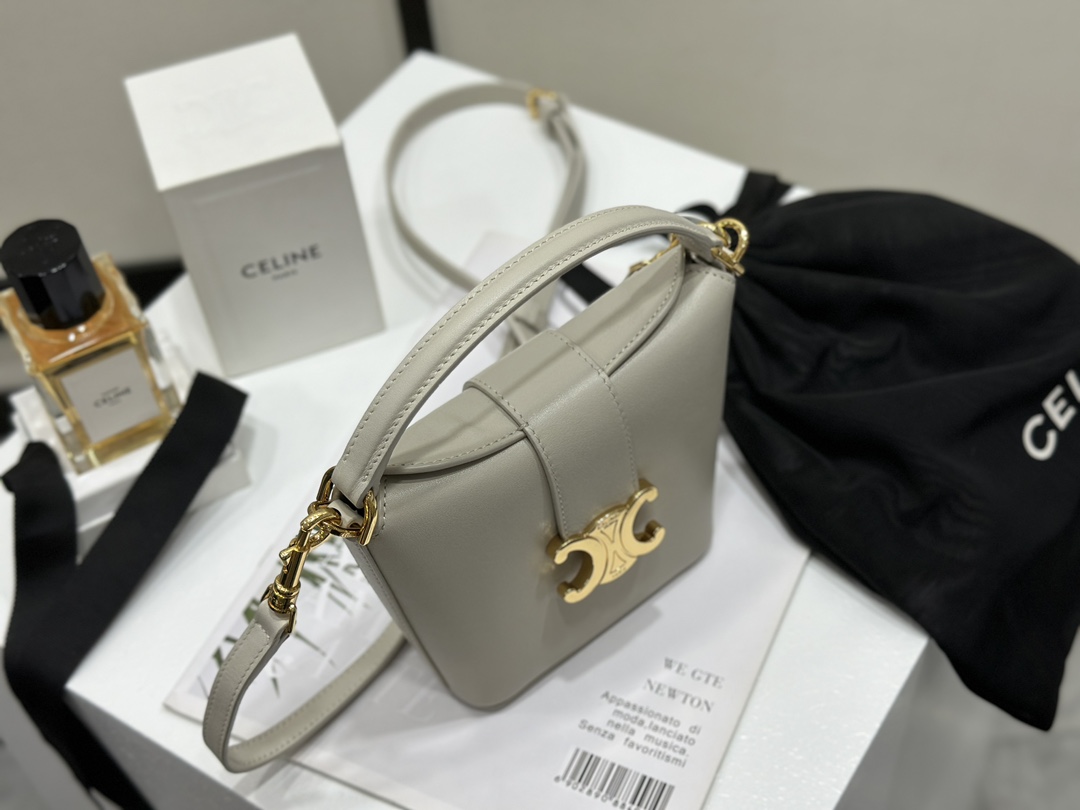 CELINE mini bucket French fries bag, imported original cowhide material