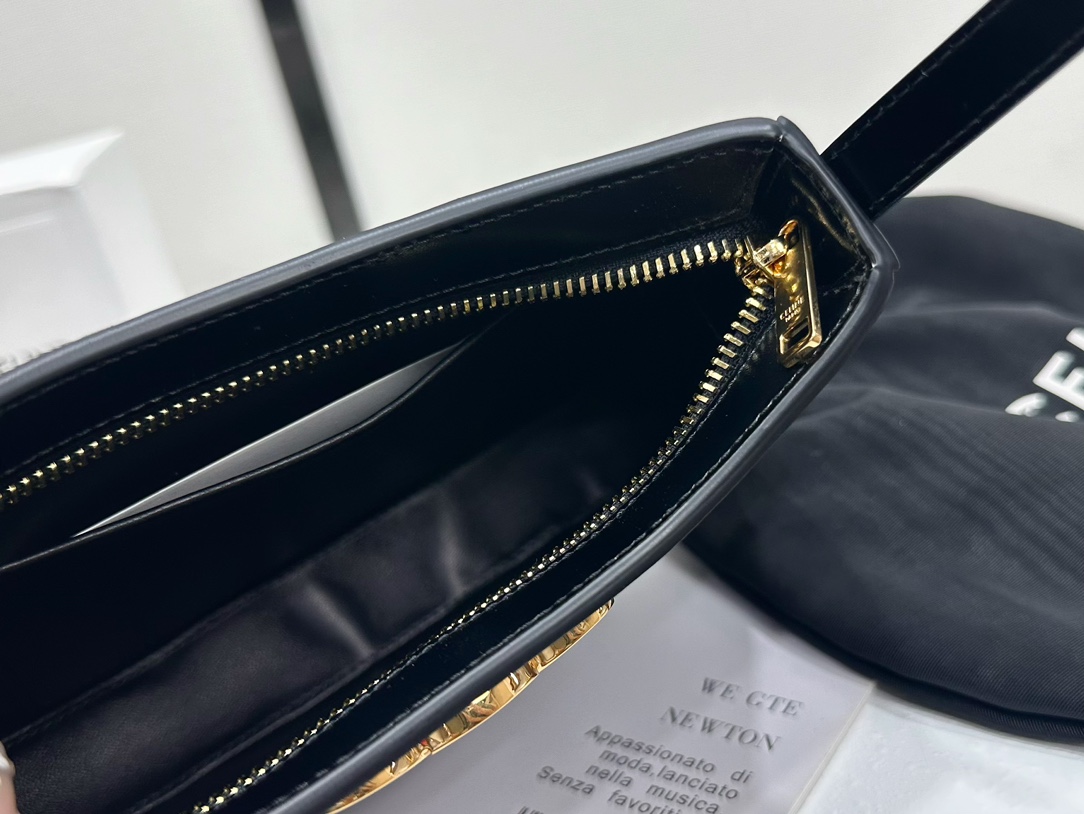 CELINE | TILLY Medium Black Cowhide Leather Handbag, Cowhide Leather, Sheepskin Lining