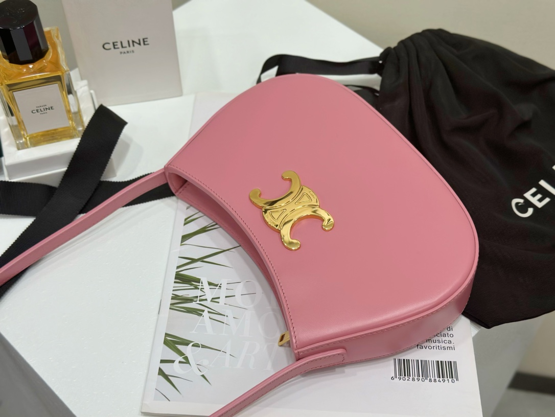 CELINE | TILLY Medium Pink Cowhide Leather Handbag, Cowhide Leather, Sheepskin Lining