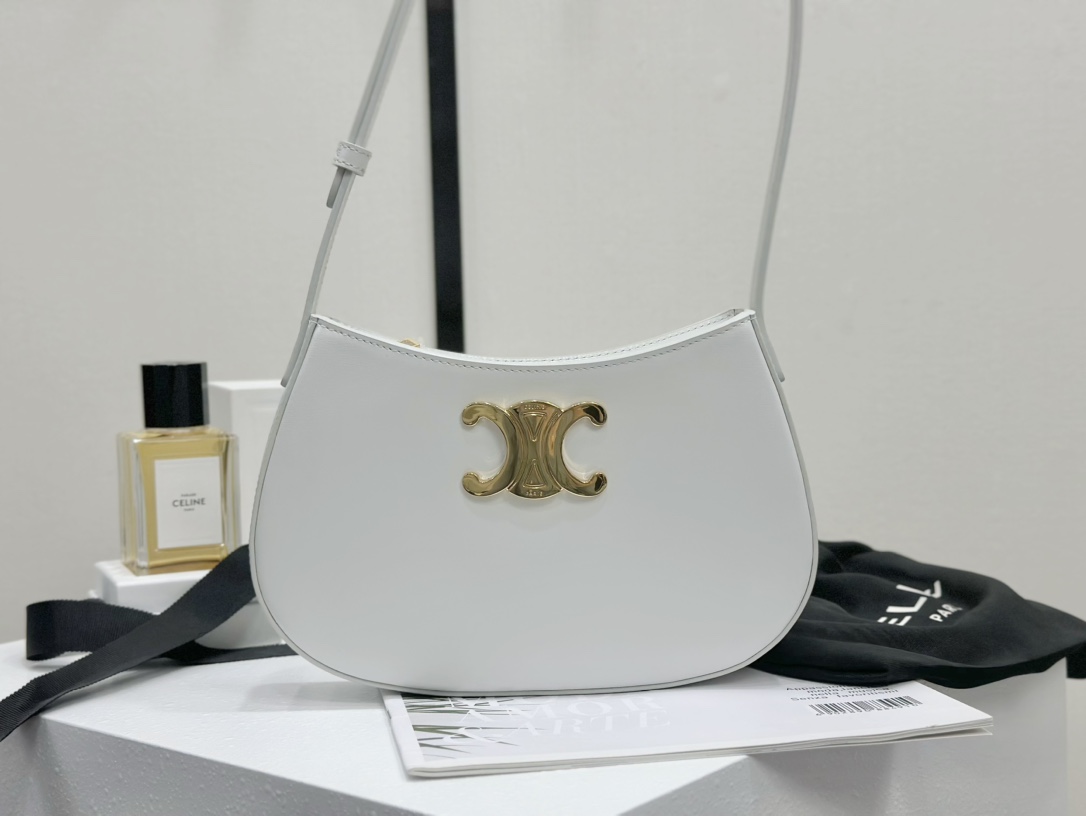 CELINE | TILLY Medium White Cowhide Leather Handbag, Cowhide Leather, Sheepskin Lining