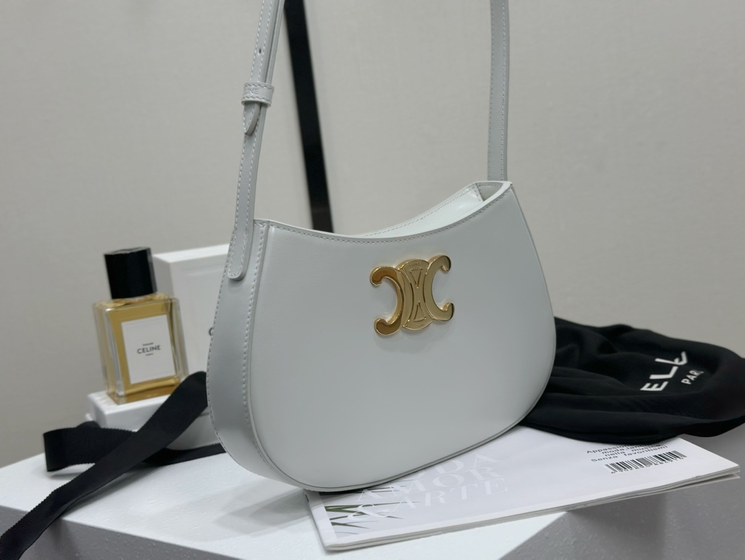 CELINE | TILLY Medium White Cowhide Leather Handbag, Cowhide Leather, Sheepskin Lining