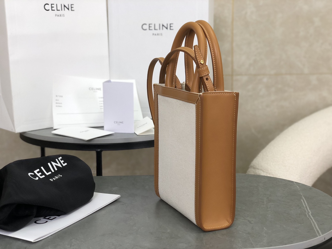 CELINE | Mini Tote Canvas, Cotton Canvas with Cowhide Leather Edging