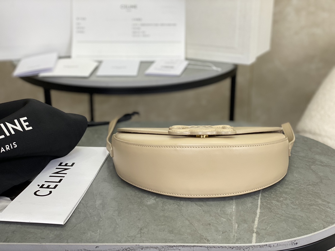 CELINE | Embossed Half Moon Saddle, Pure Leather without Metal Decorations