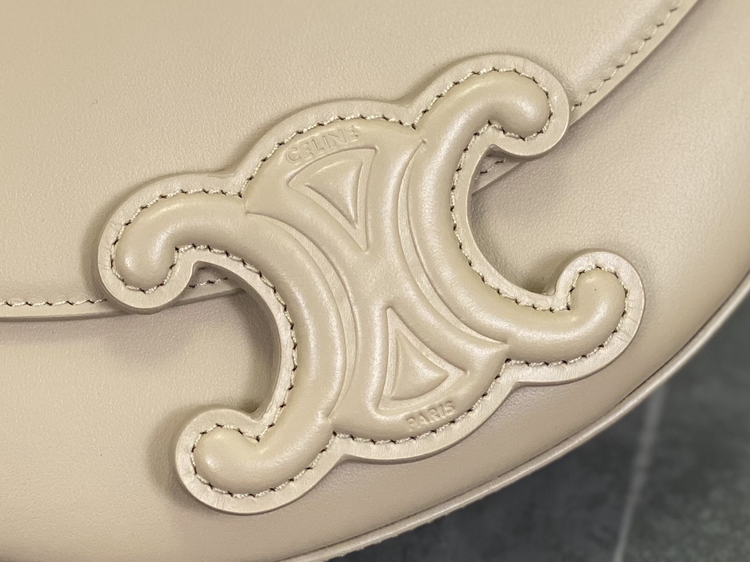 CELINE | Embossed Half Moon Saddle, Pure Leather without Metal Decorations