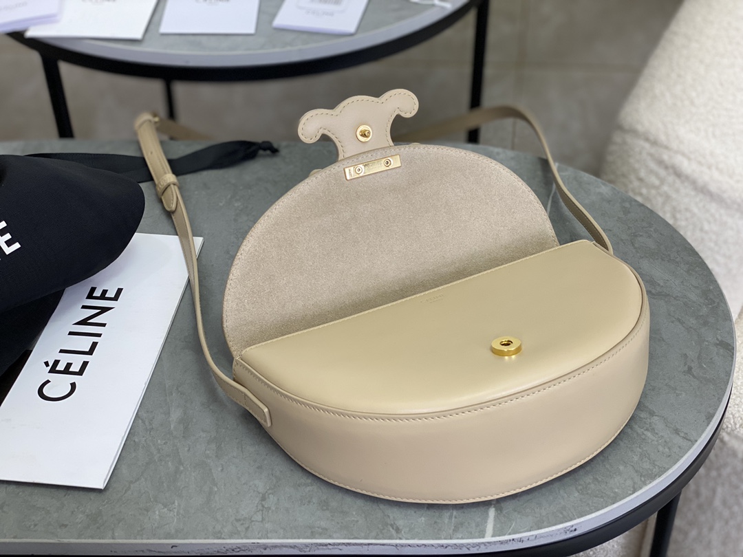 CELINE | Embossed Half Moon Saddle, Pure Leather without Metal Decorations