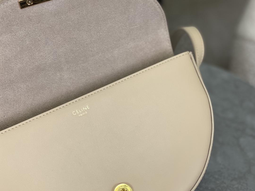 CELINE | Embossed Half Moon Saddle, Pure Leather without Metal Decorations