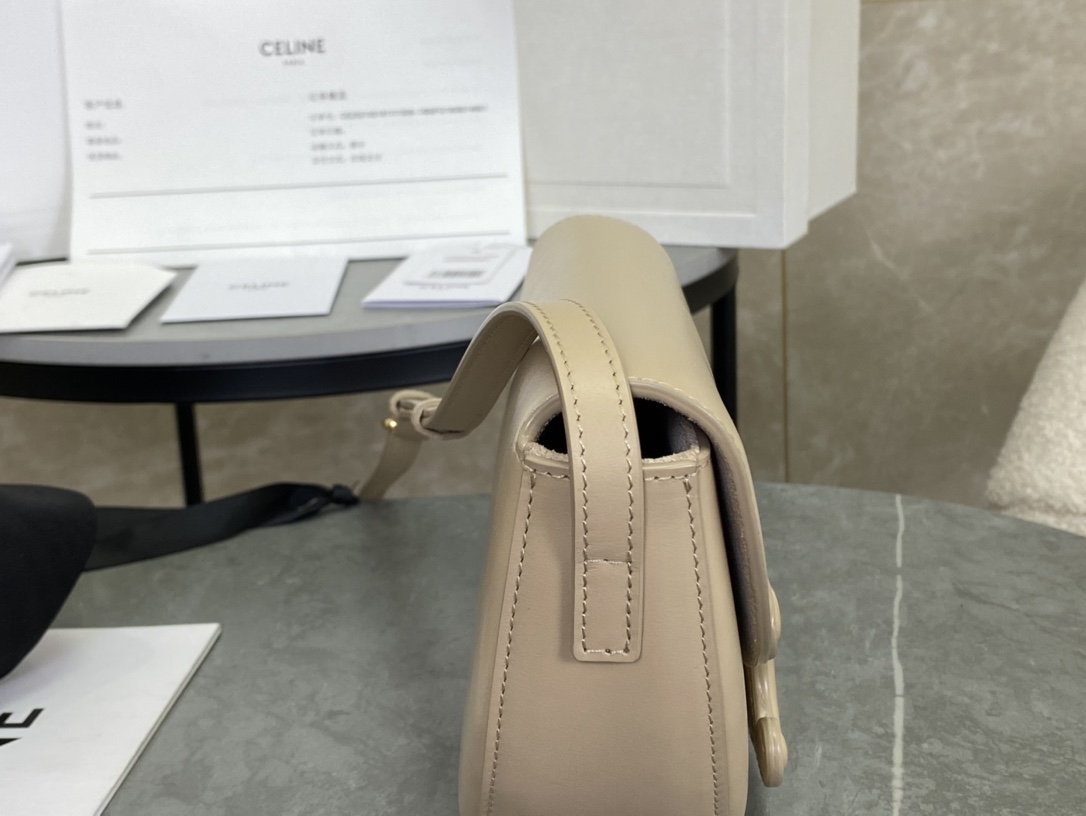 CELINE | Embossed Half Moon Saddle, Pure Leather without Metal Decorations