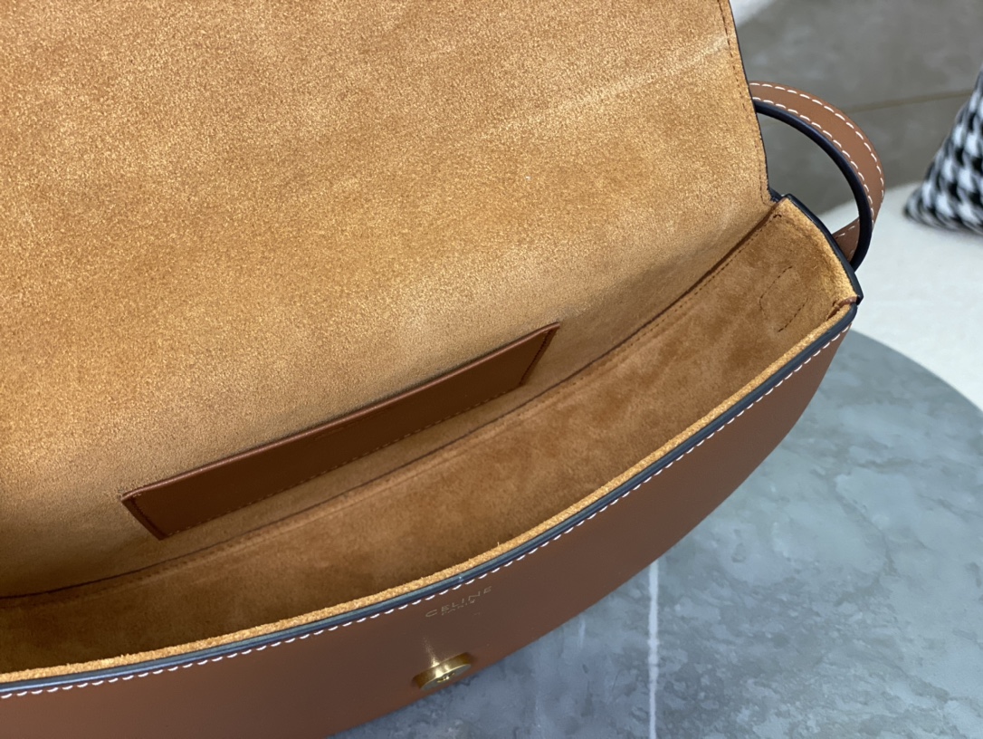 CELINE | Embossed Half Moon Saddle, Pure Leather without Metal Decorations