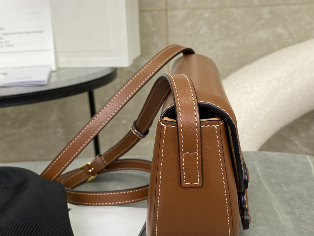 CELINE | Embossed Half Moon Saddle, Pure Leather without Metal Decorations