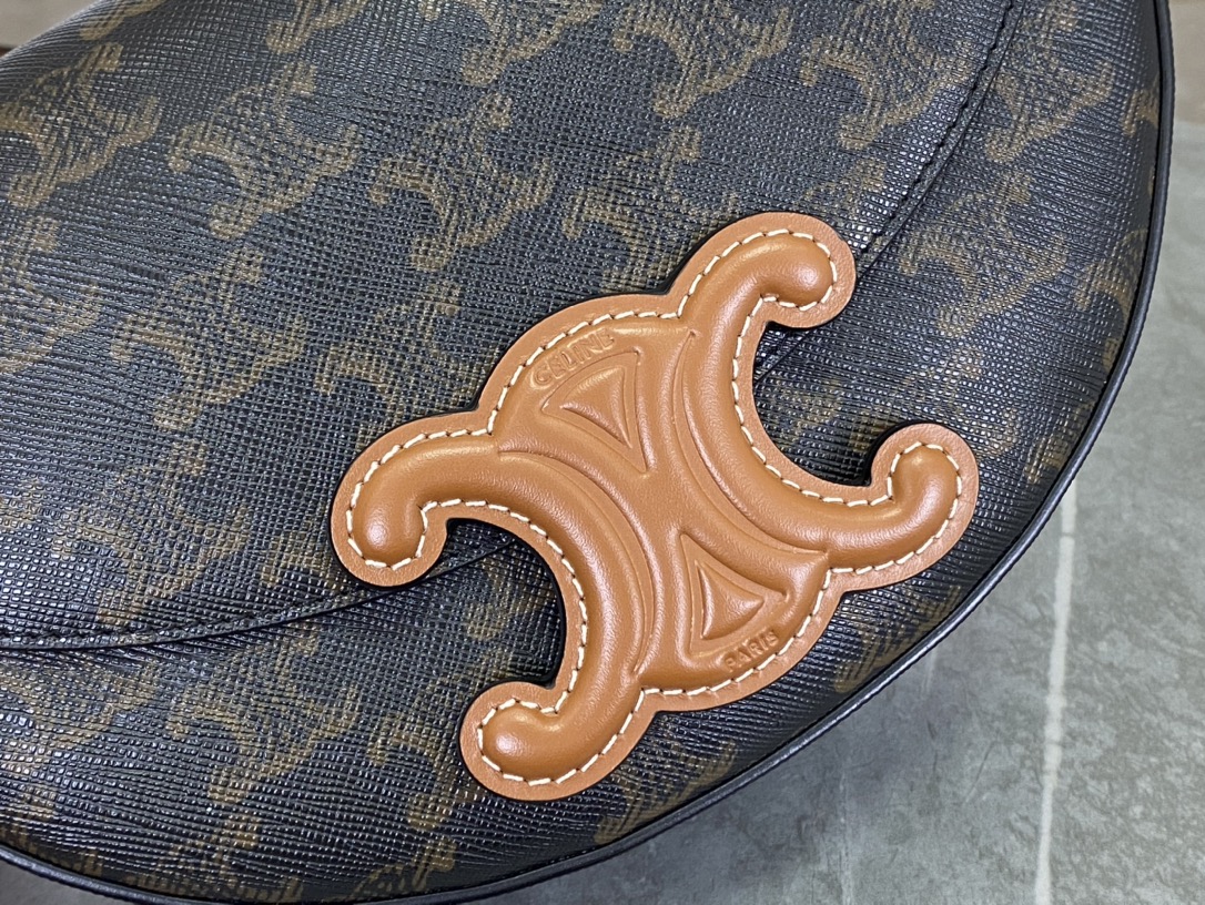 CELINE | Embossed Half Moon Saddle, Pure Leather without Metal Decorations