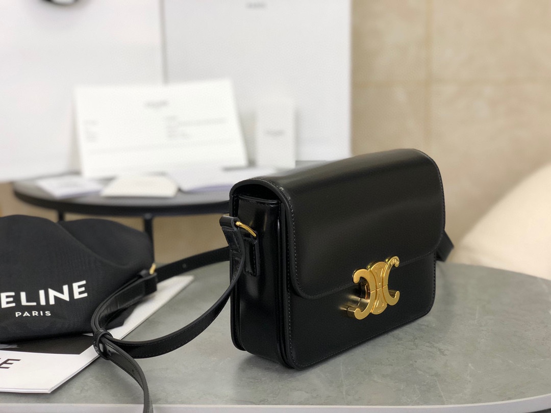 CELINE | Triomphe Black and Gold Box Small