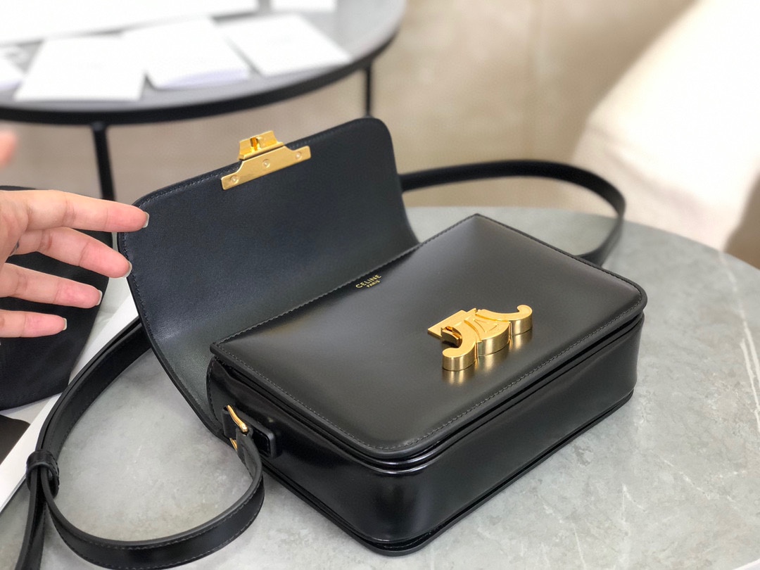 CELINE | Triomphe Black and Gold Box Small