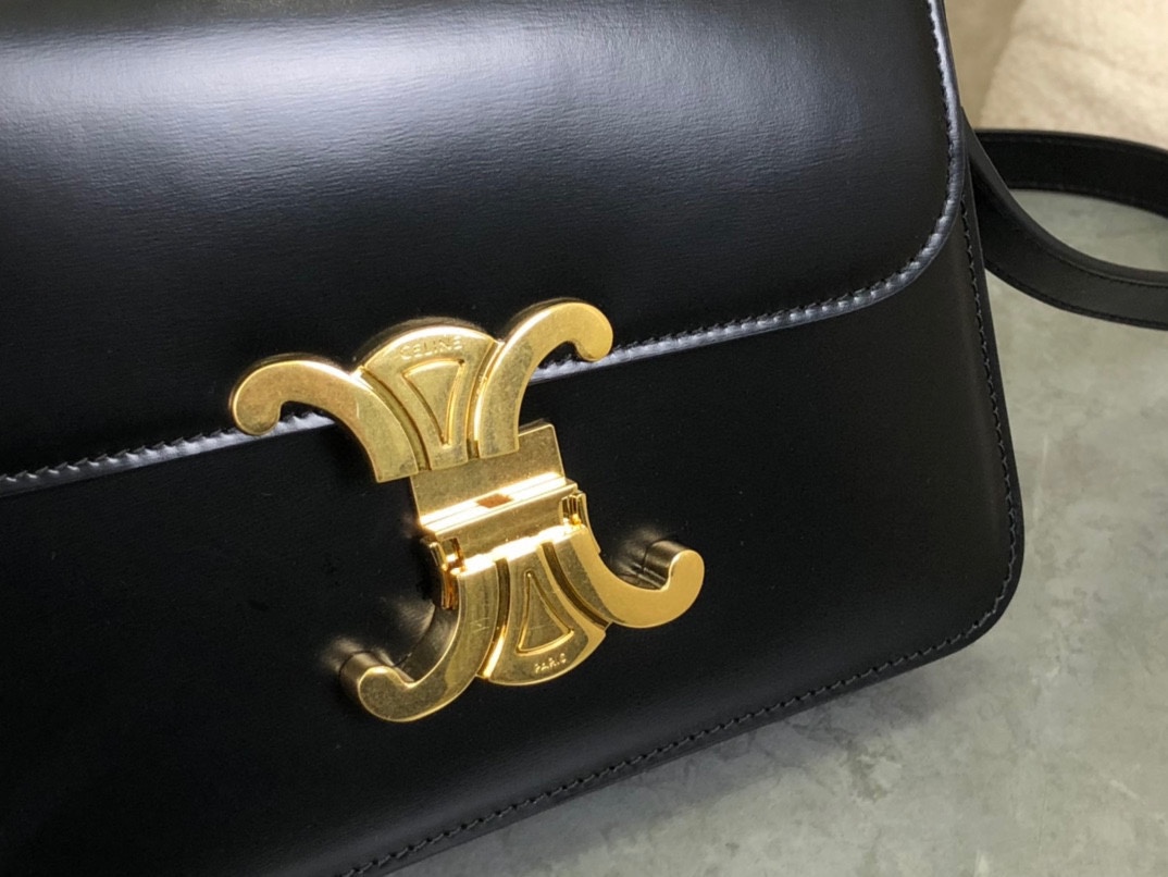 CELINE | Triomphe Black and Gold Box Small