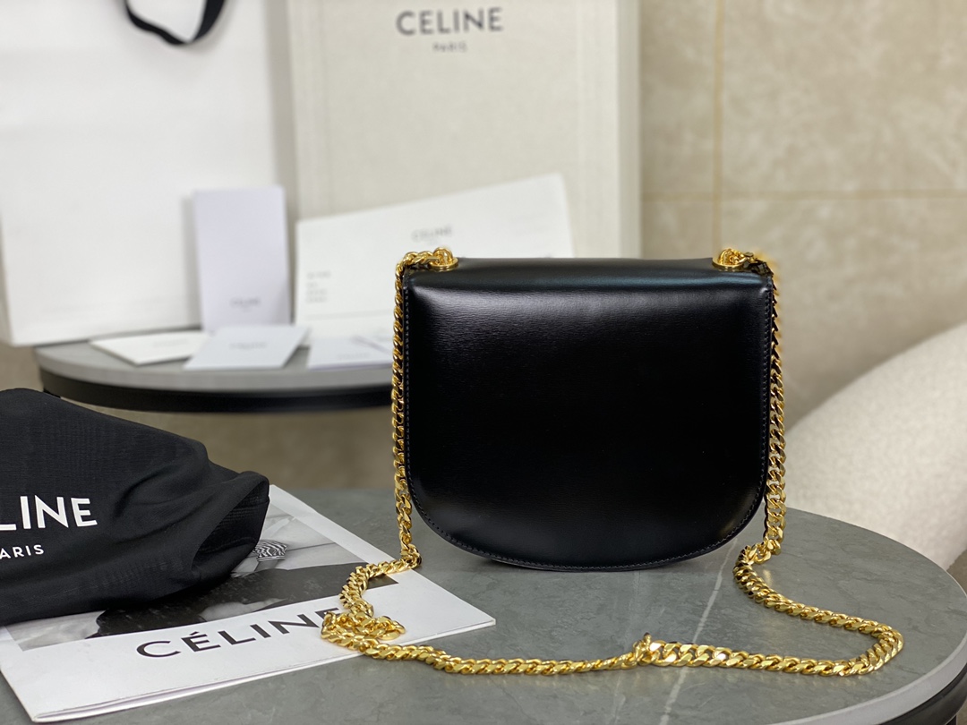 CELINE | Leather Chain Saddle Bag