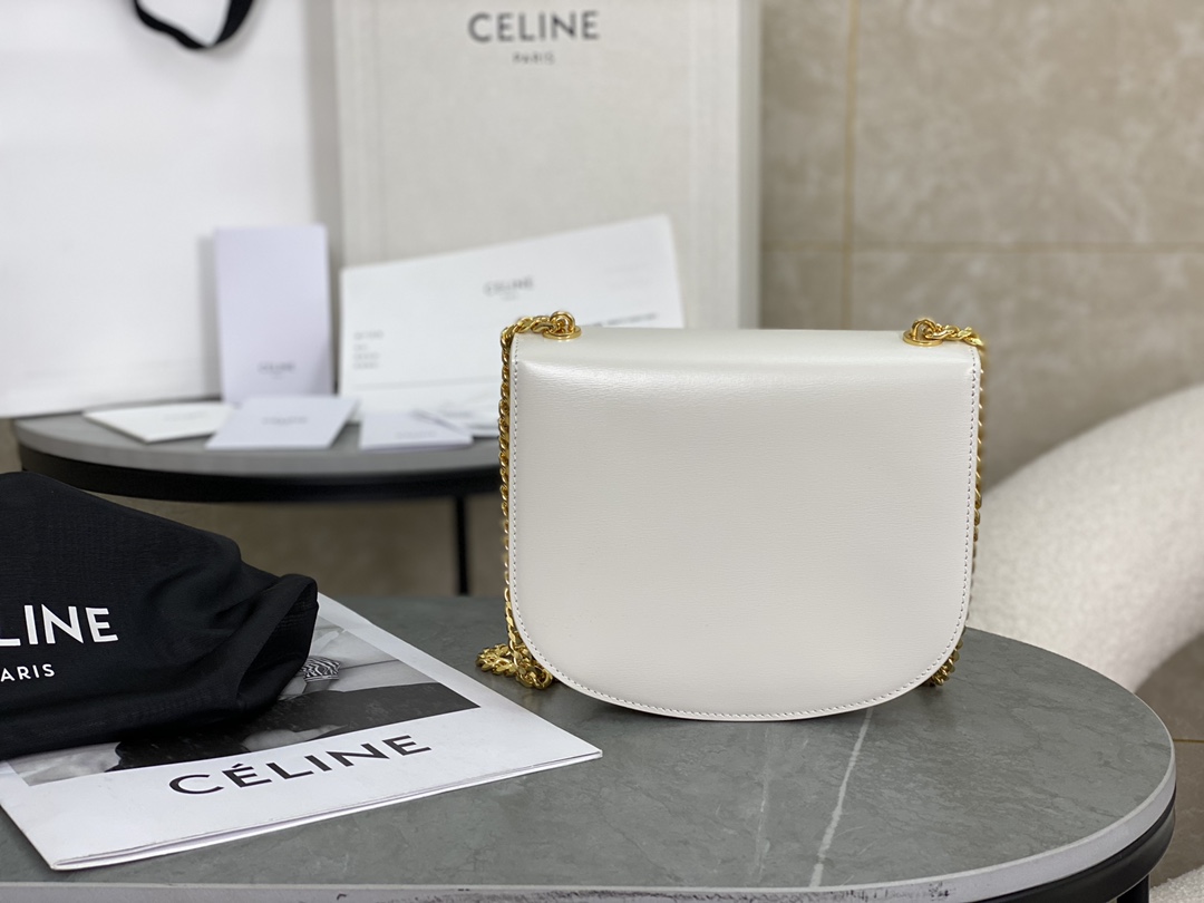 CELINE | Leather Chain Saddle Bag