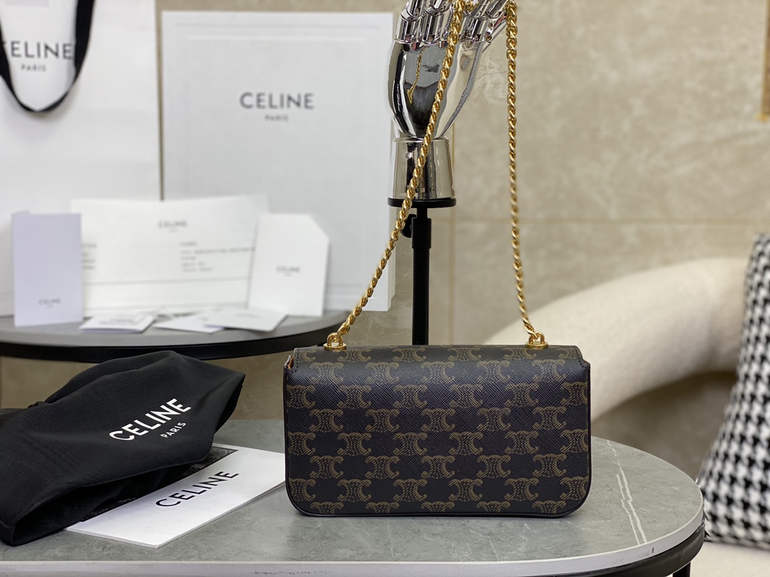 CELINE | Triomphe Shoulder Bag Embossed Underarm Bag, Sheepskin Lining