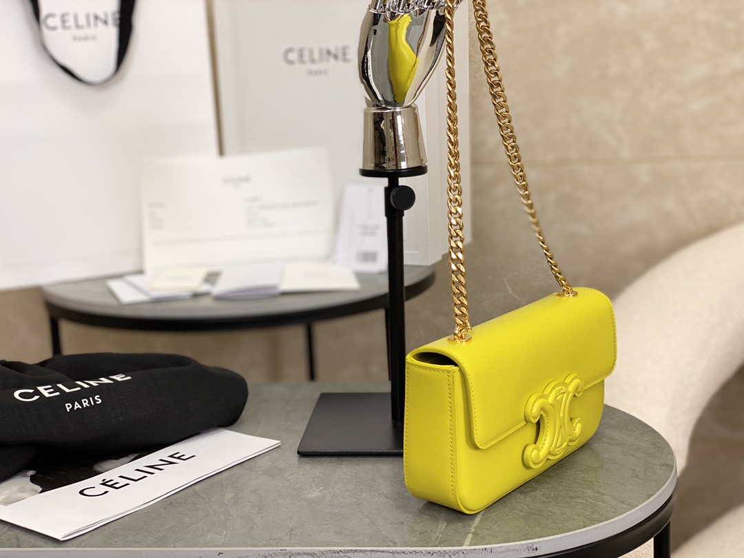 CELINE | Triomphe Shoulder Bag Embossed Underarm Bag, Sheepskin Lining