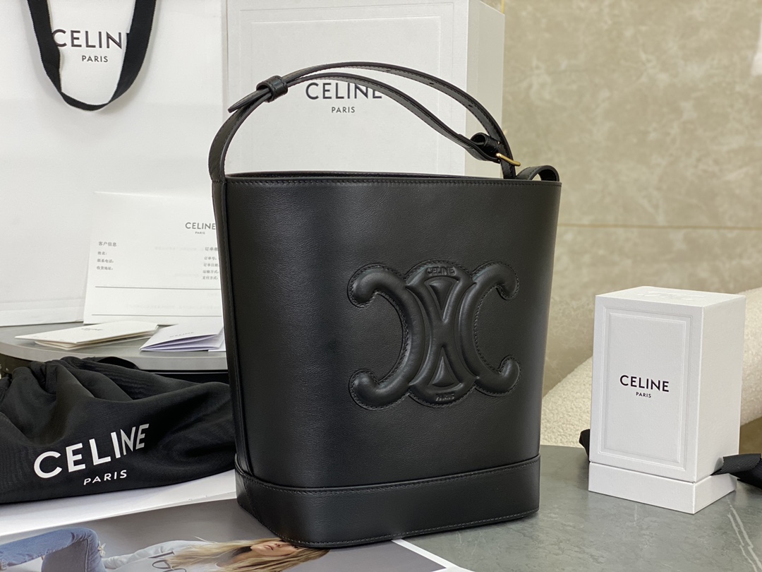 CELINE | CUIR TRIOMPHE Full Leather Small Barrel, Imported Original Cowhide Material