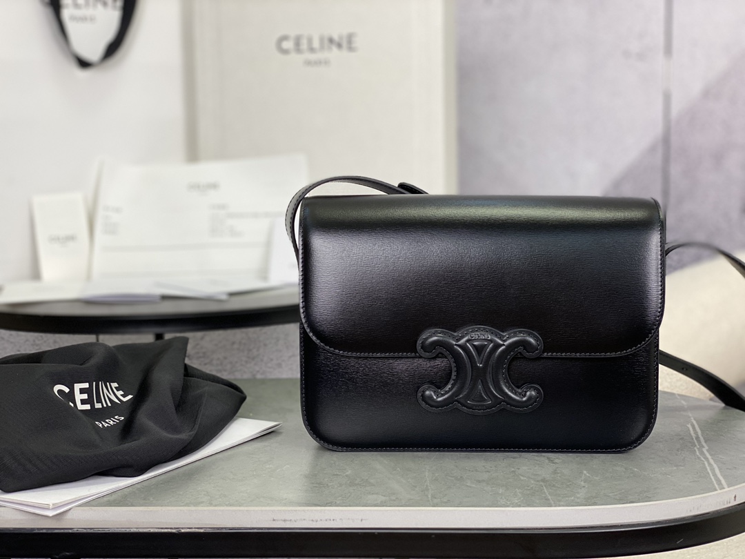 CELINE | Embossed Medium Black Box, Imported Italian Leather