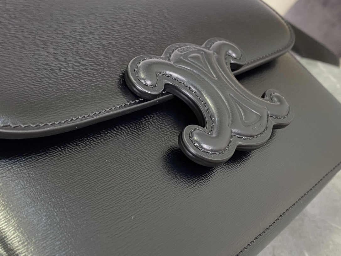 CELINE | Embossed Medium Black Box, Imported Italian Leather