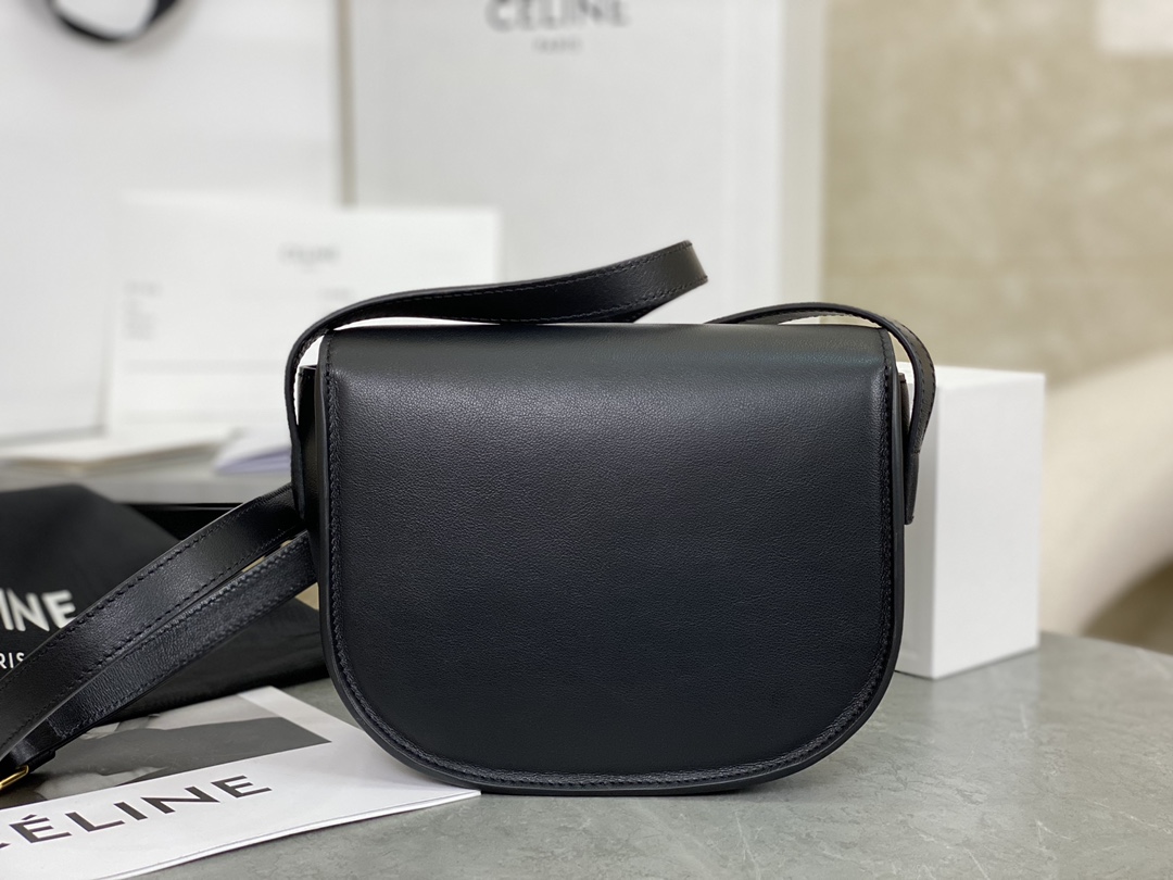 CELINE | FOLCO CUIR Full Leather Small Saddle Bag, Imported Original Cowhide Material