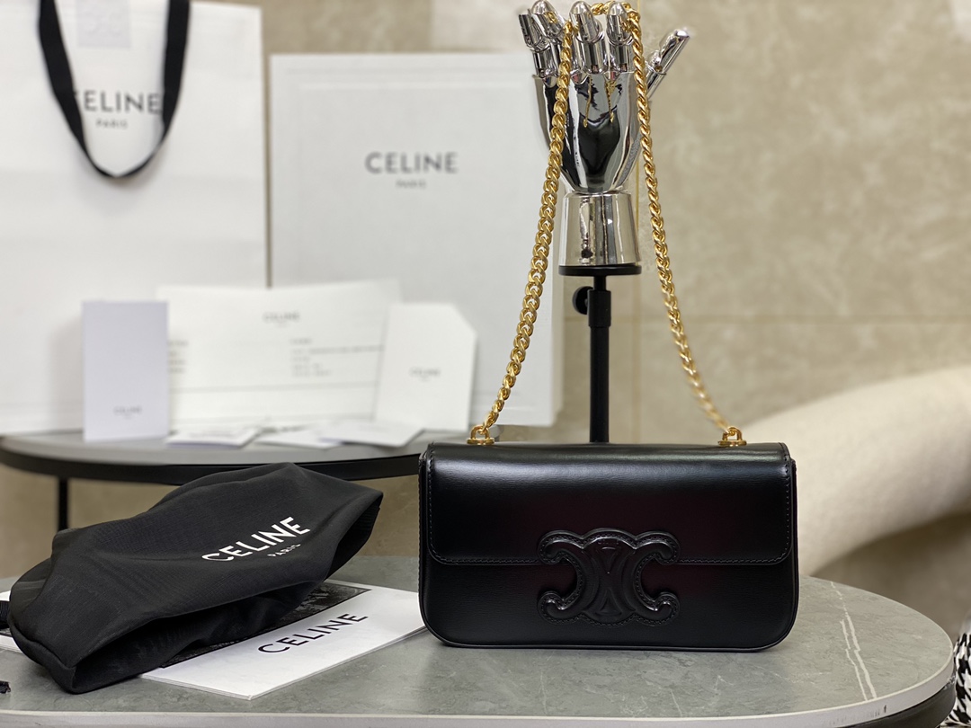 CELINE | Triomphe Shoulder Bag Embossed Underarm Bag, Sheepskin Lining