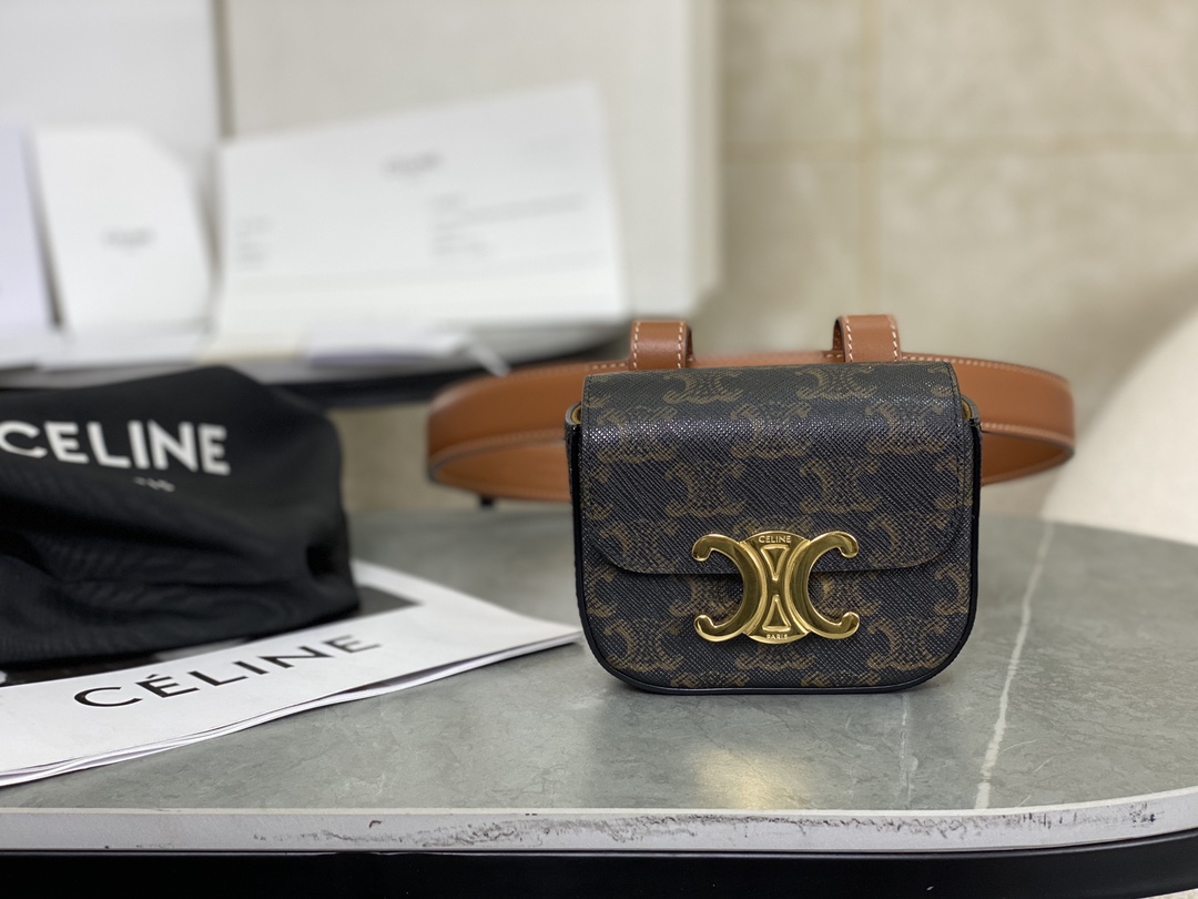 CELINE | TRIOMPHE MINI Monogram Black Mini Waist Bag