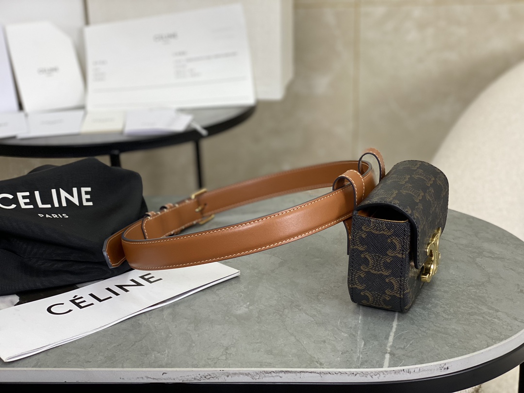 CELINE | TRIOMPHE MINI Monogram Black Mini Waist Bag