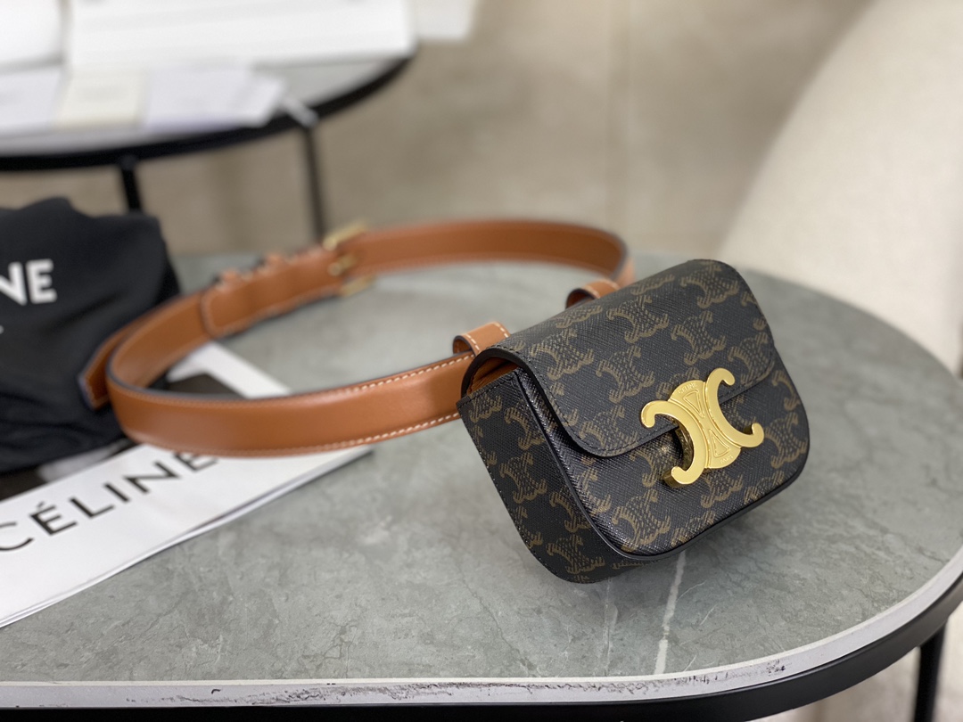 CELINE | TRIOMPHE MINI Monogram Black Mini Waist Bag