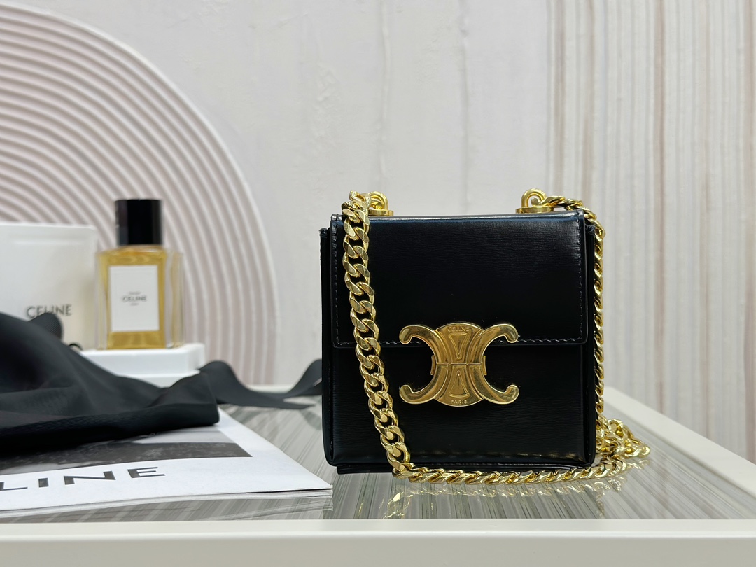 CELINE | TRIOMPHE Mini Box, Glossy Cowhide Leather Handbag