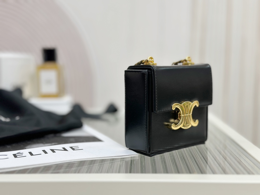 CELINE | TRIOMPHE Mini Box, Glossy Cowhide Leather Handbag