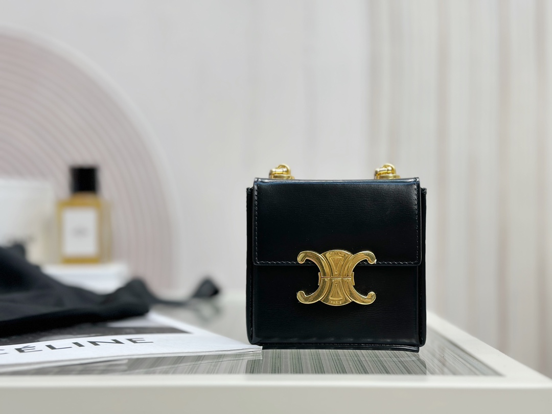 CELINE | TRIOMPHE Mini Box, Glossy Cowhide Leather Handbag