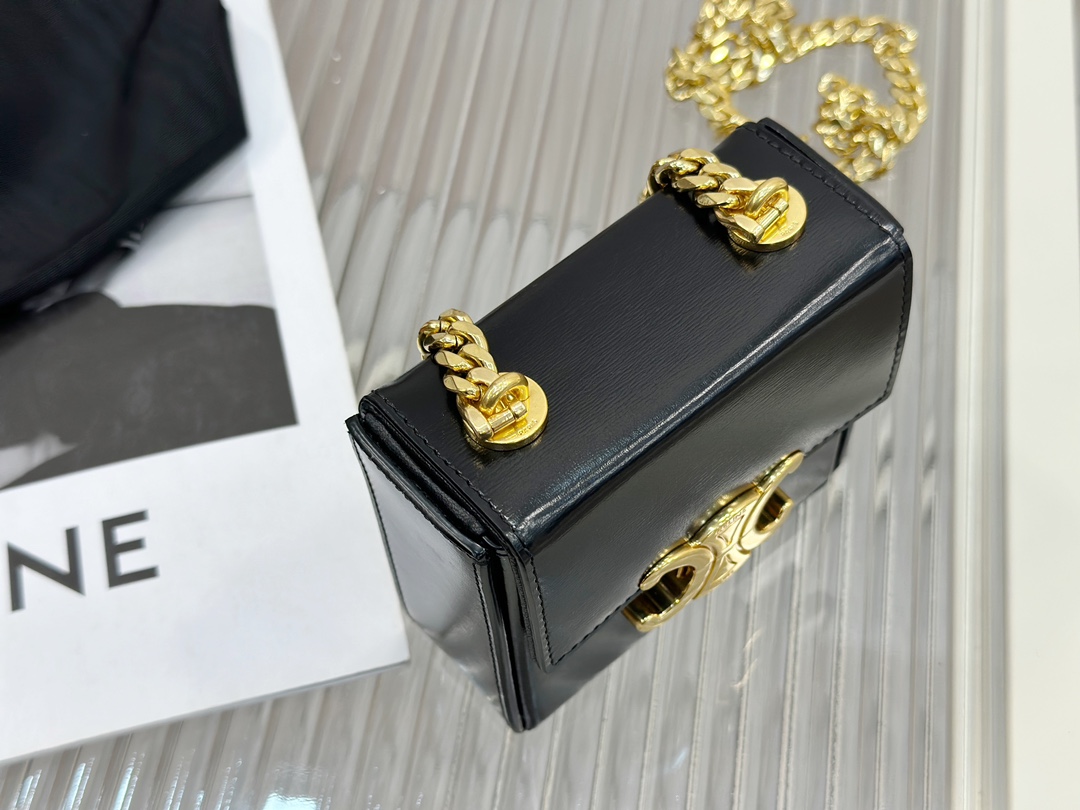 CELINE | TRIOMPHE Mini Box, Glossy Cowhide Leather Handbag