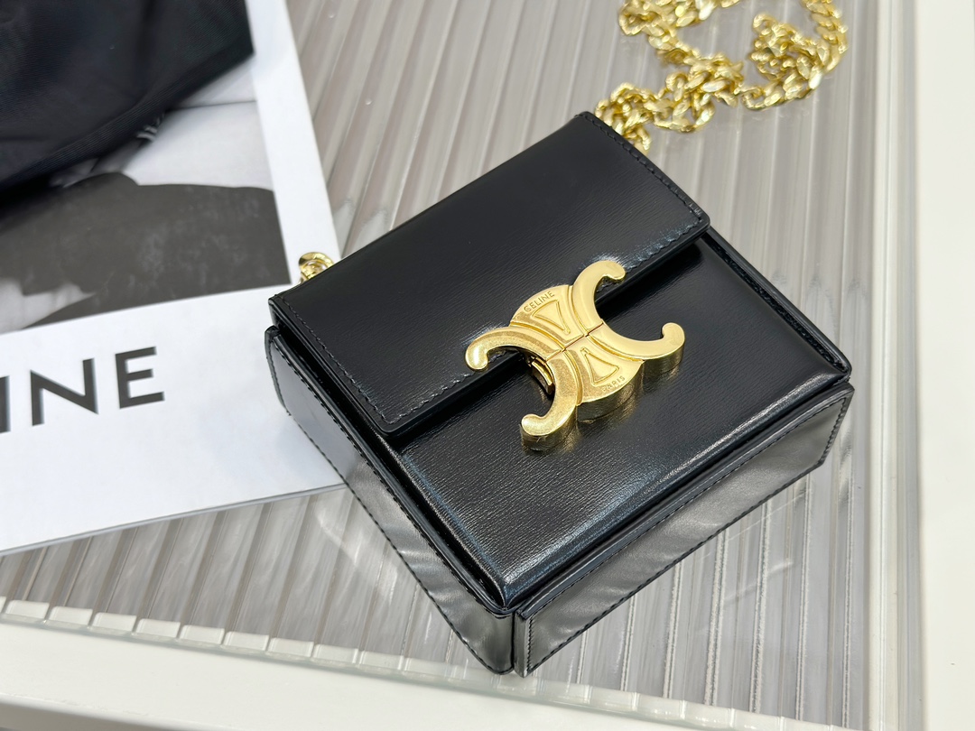 CELINE | TRIOMPHE Mini Box, Glossy Cowhide Leather Handbag