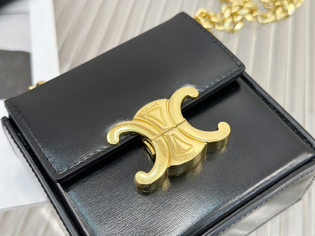 CELINE | TRIOMPHE Mini Box, Glossy Cowhide Leather Handbag