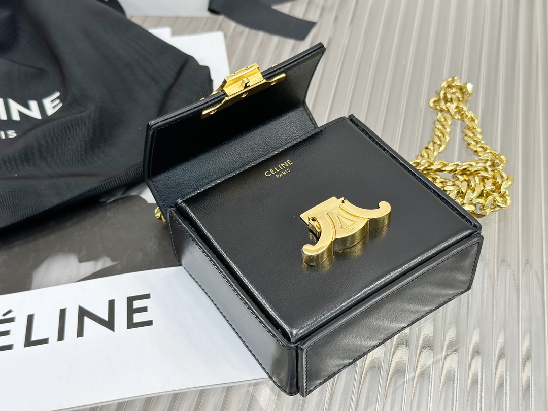 CELINE | TRIOMPHE Mini Box, Glossy Cowhide Leather Handbag