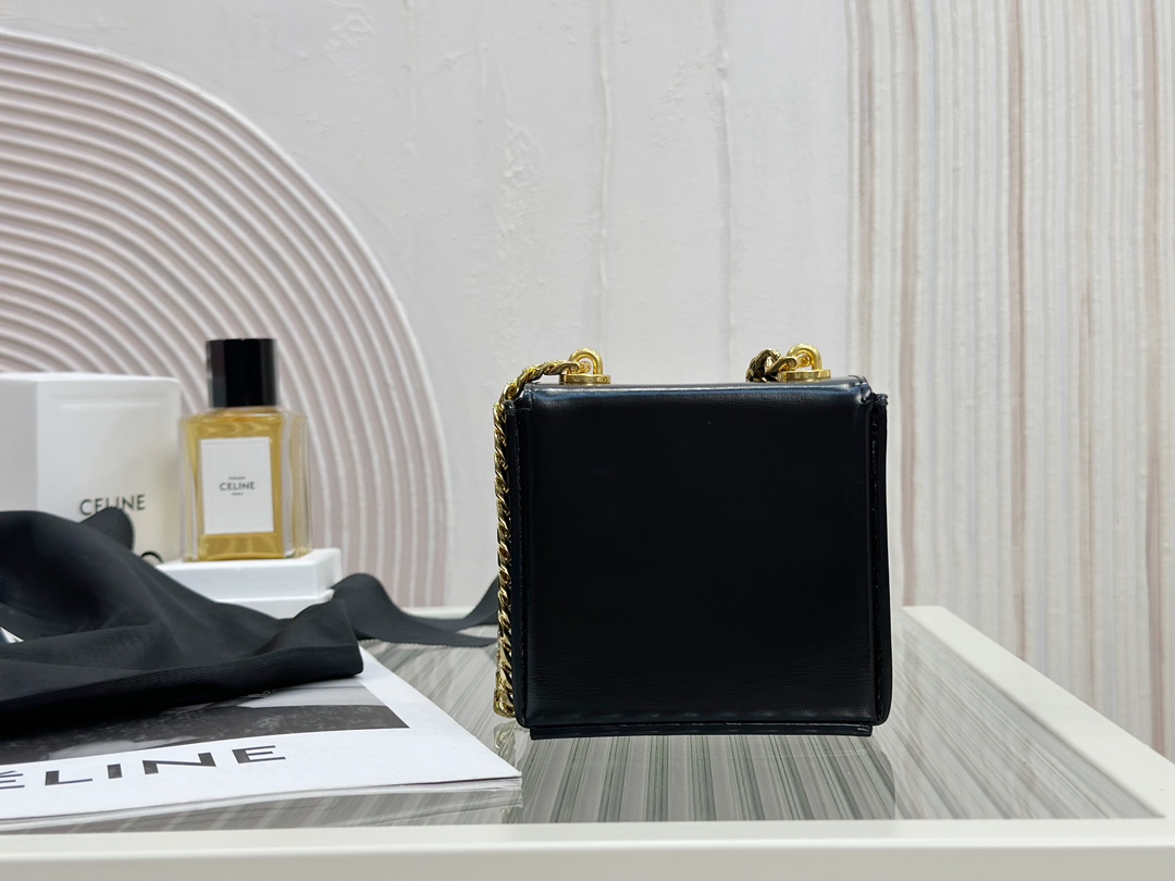 CELINE | TRIOMPHE Mini Box, Glossy Cowhide Leather Handbag